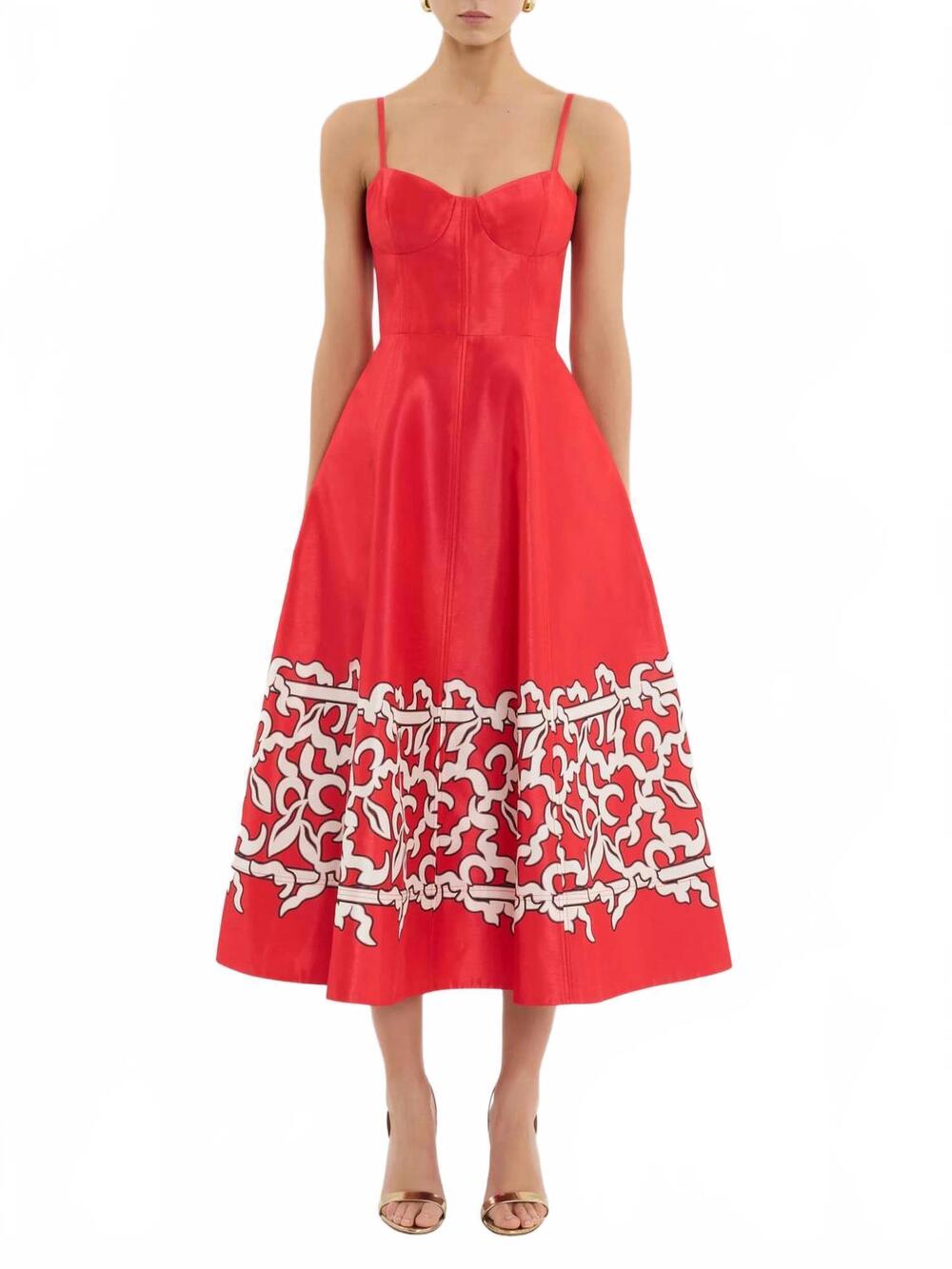 NEW REBECCA VALLANCE sundia midi dress in red